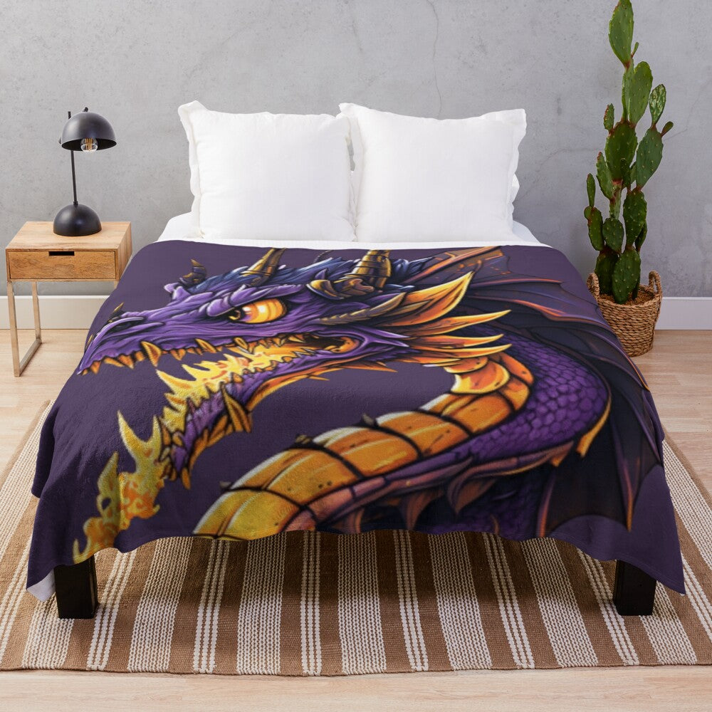 Soft plush blanket featuring a variety of enchanting mythical creatures