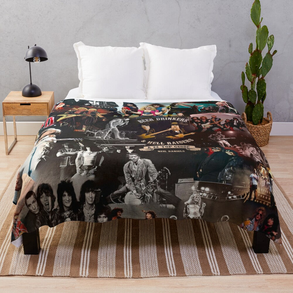 Retro rock music collage plush blanket