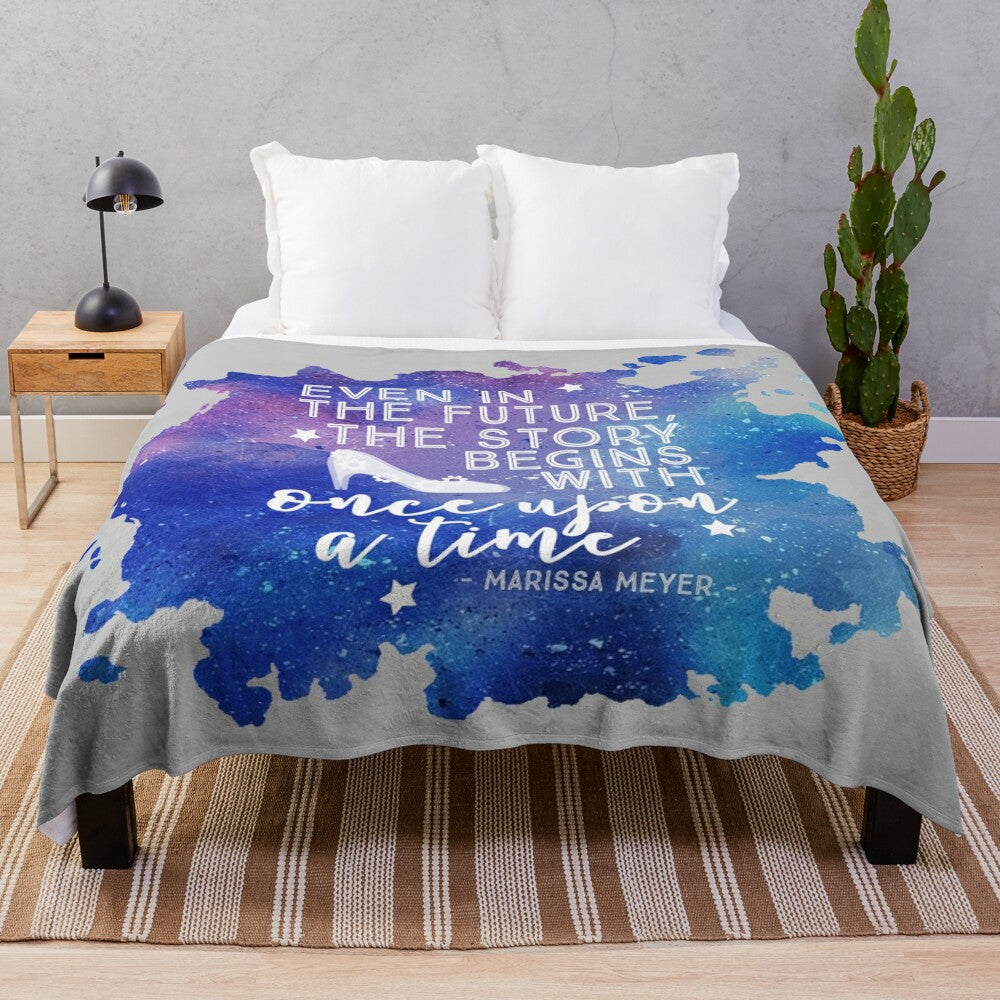 Futuristic plush blanket with space and galaxy design