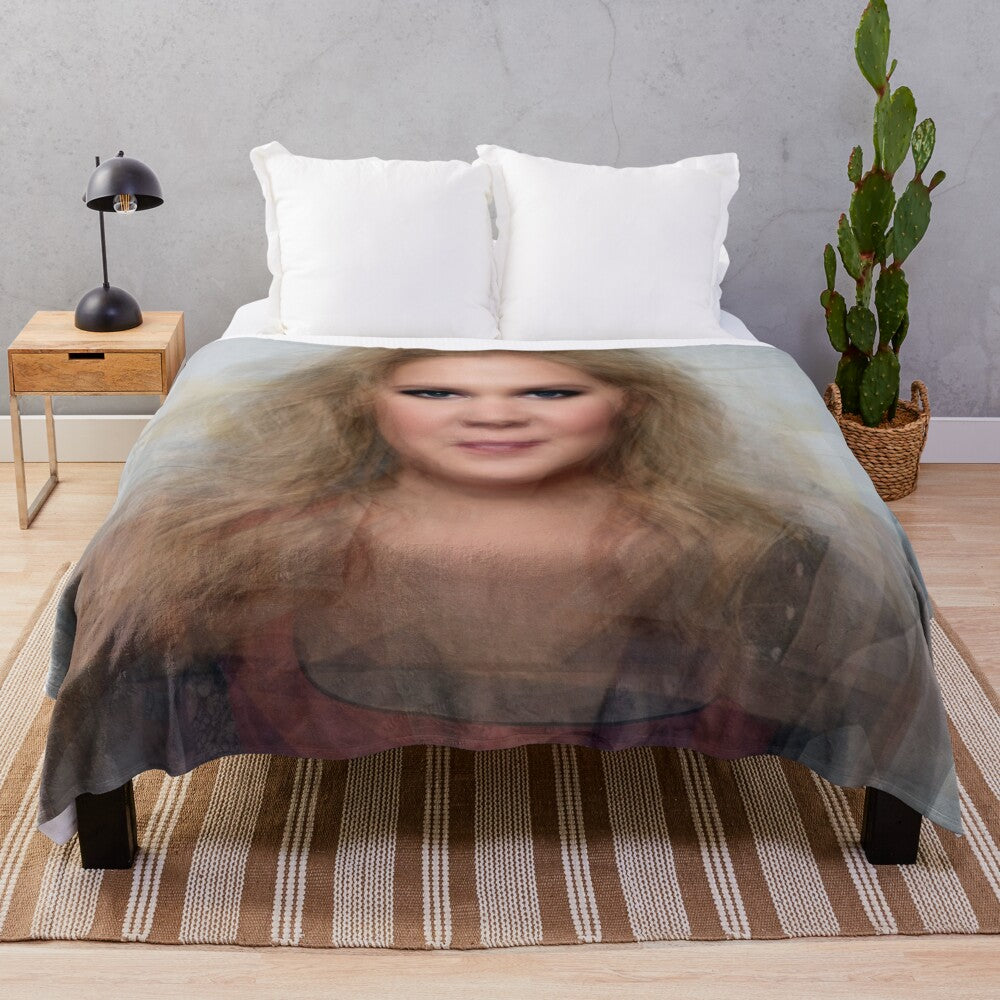 Amy Schumer portrait plush blanket with photographic overlay art