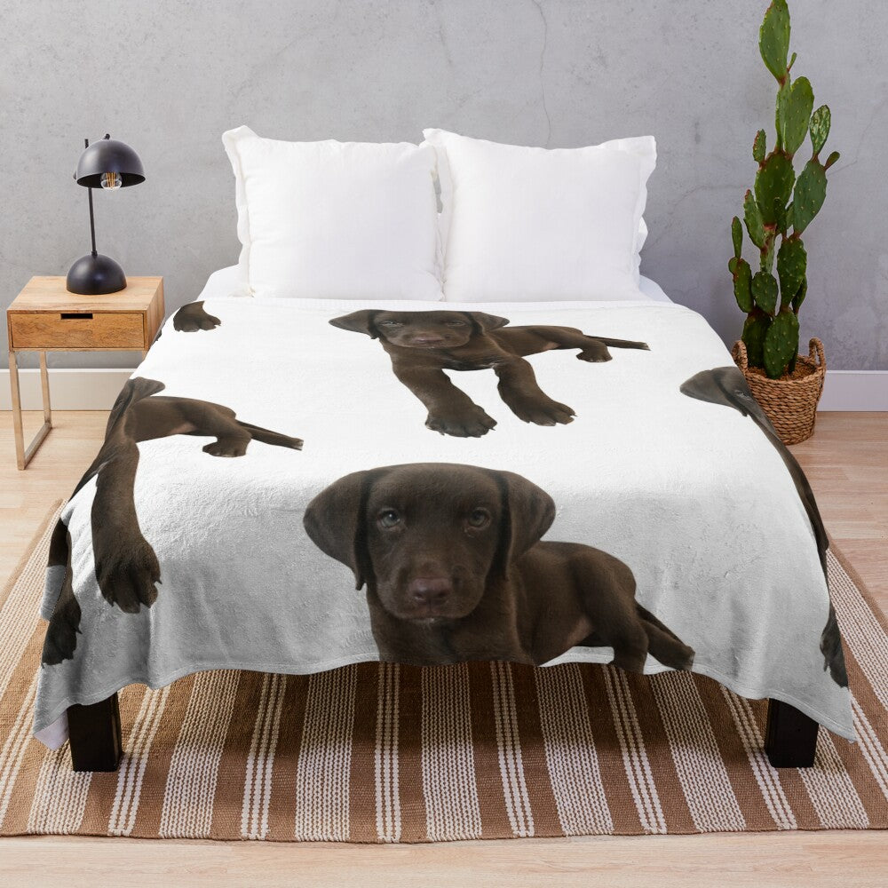 Chocolate Labrador Plush Blanket