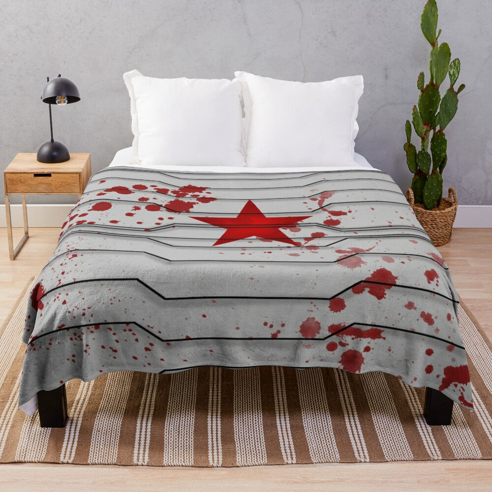 Plush blanket featuring the Marvel character Bucky Barnes, the Winter Soldier