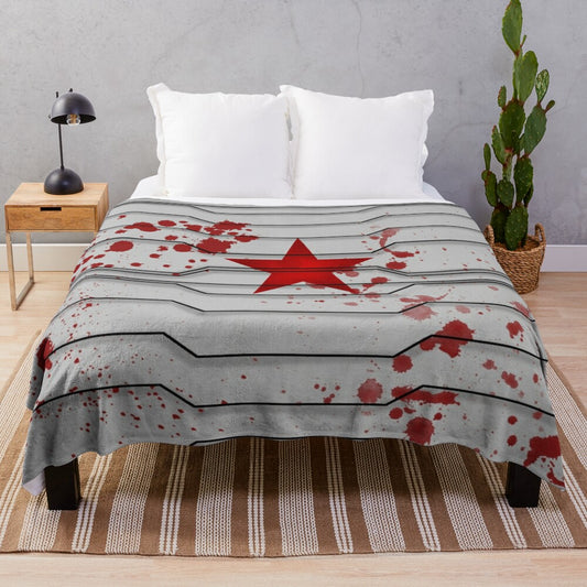 Plush blanket featuring the Marvel character Bucky Barnes, the Winter Soldier