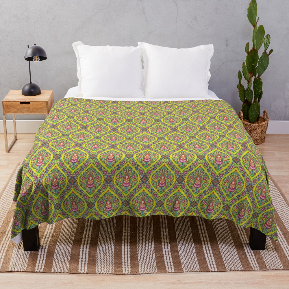 Thai pattern plush blanket with a soft, textured design