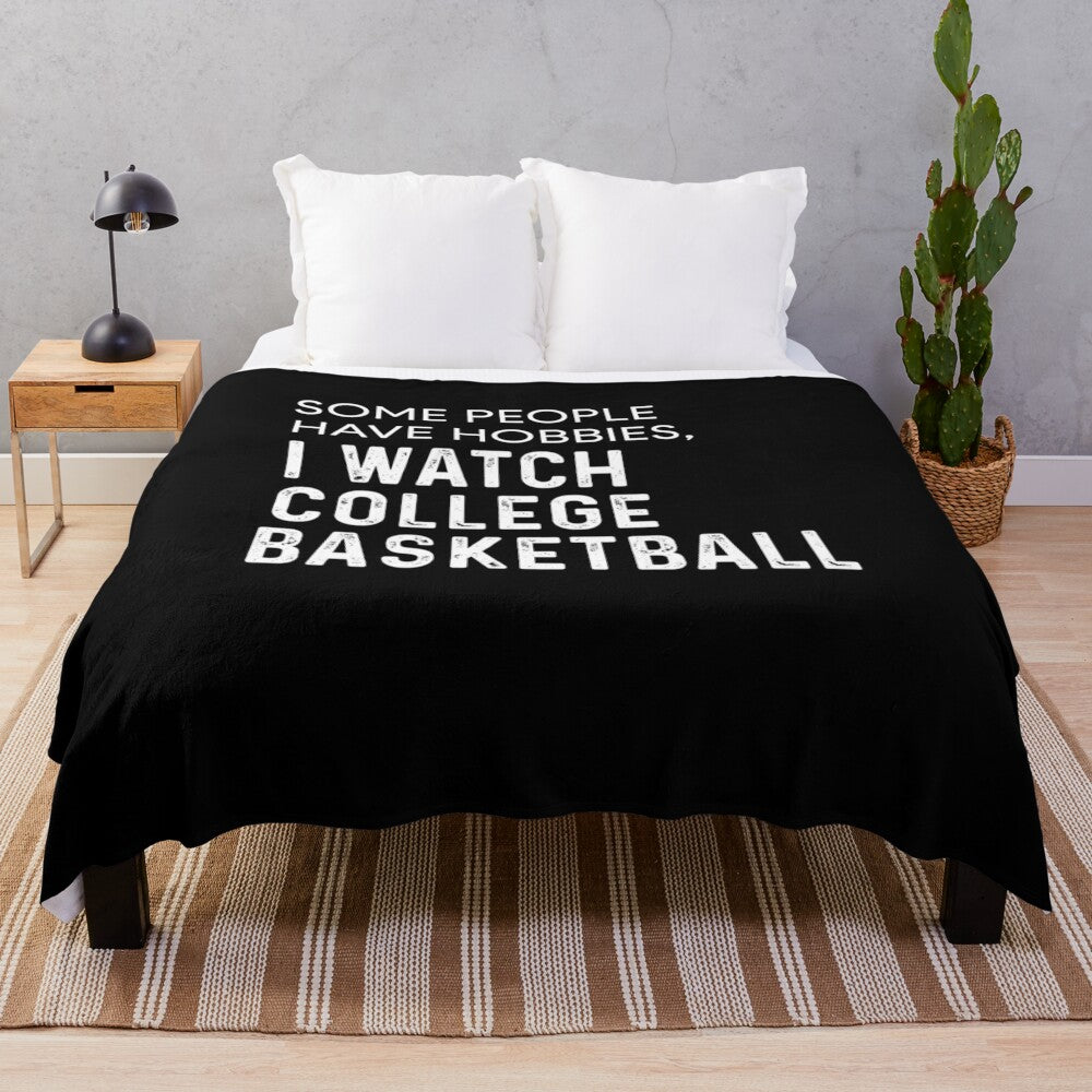 Plush college basketball-themed blanket