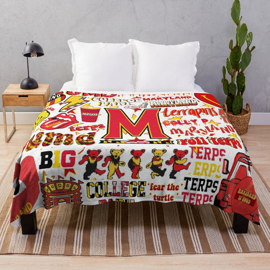 Soft and comfortable UMD Terrapins college plush blanket