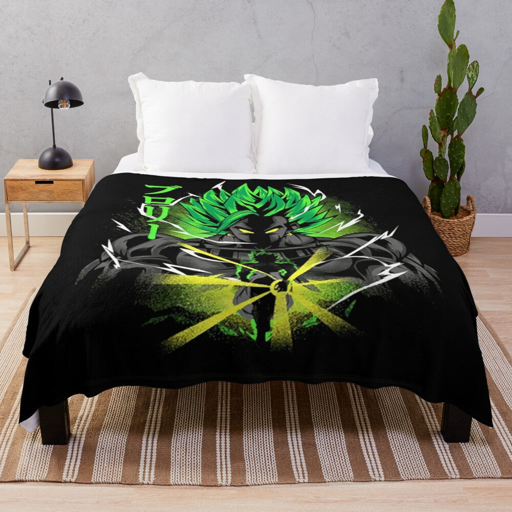 Colorful and cute plush blanket featuring a legendary shadow saiyan design