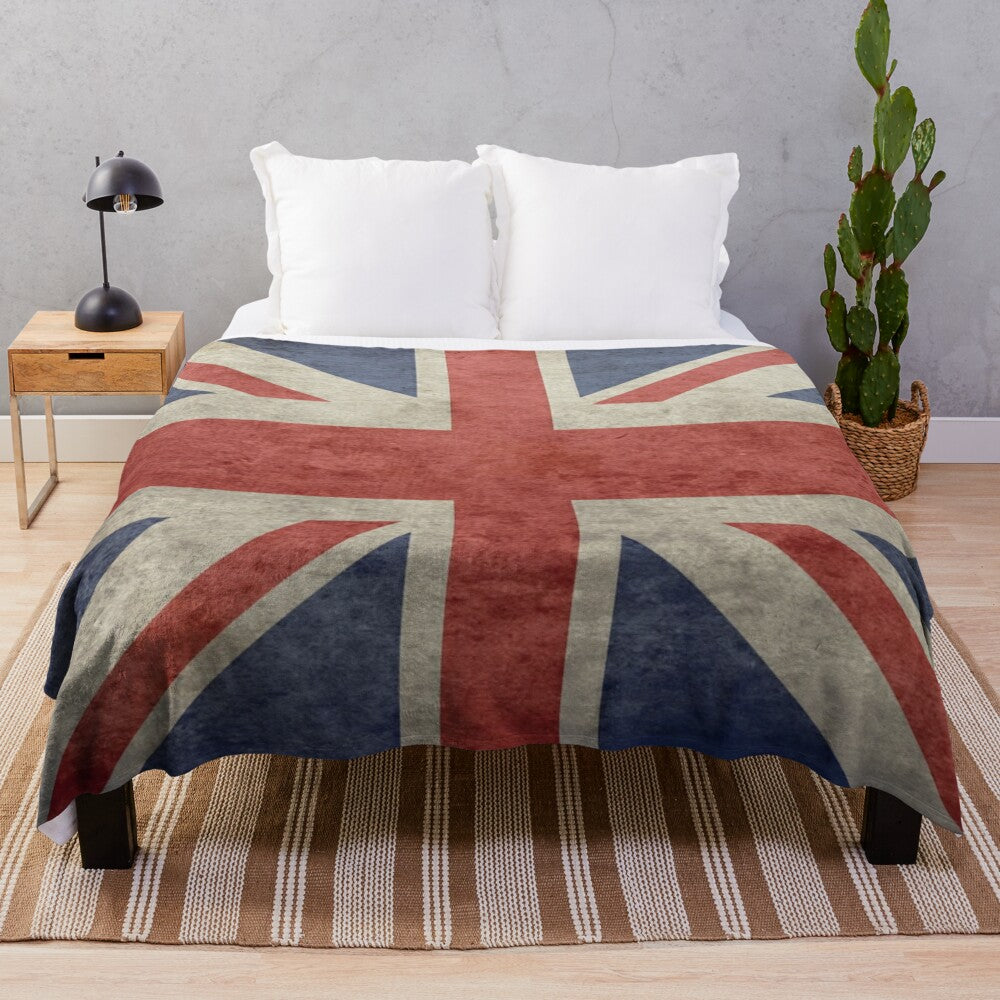 Union Jack inspired plush bedspread blanket