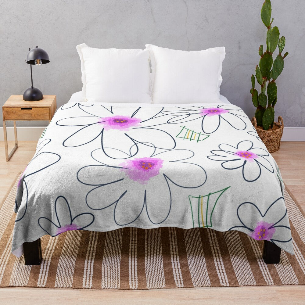 Summertime floral plush blanket for cozy home decor