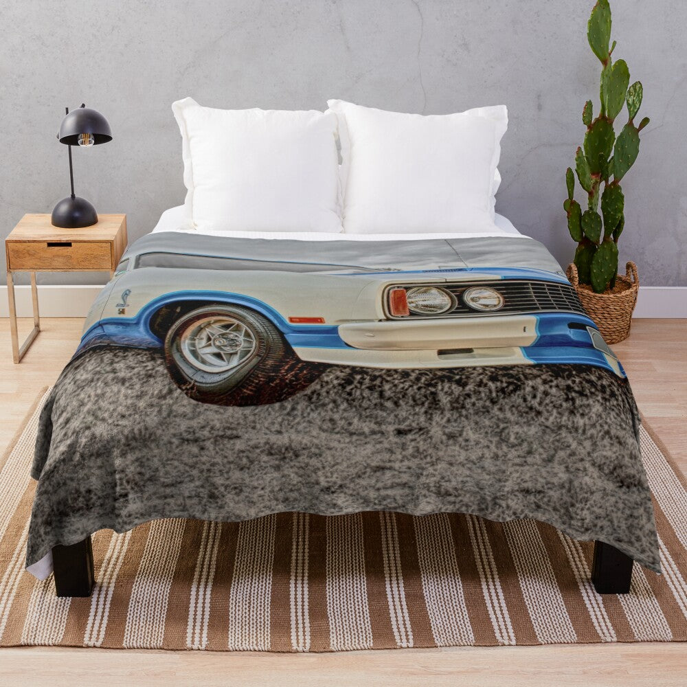 Plush blanket with image of a Ford Falcon XC Cobra classic sports car