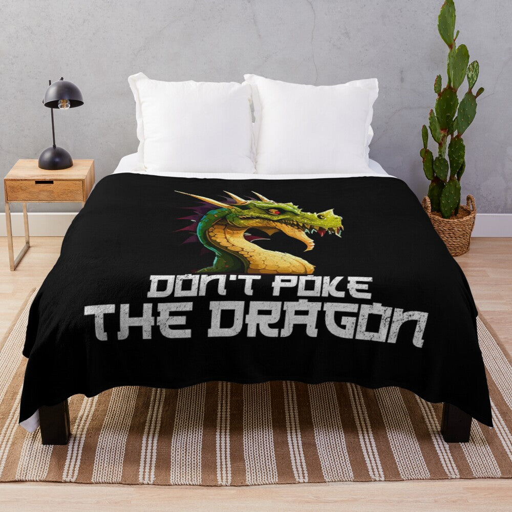 Mystical Japanese dragon plush blanket featuring a legendary creature