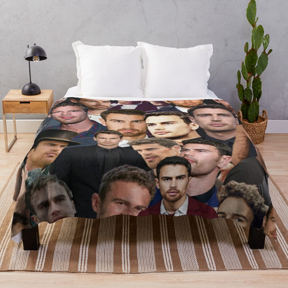 Theo James Photo Collage Plush Blanket