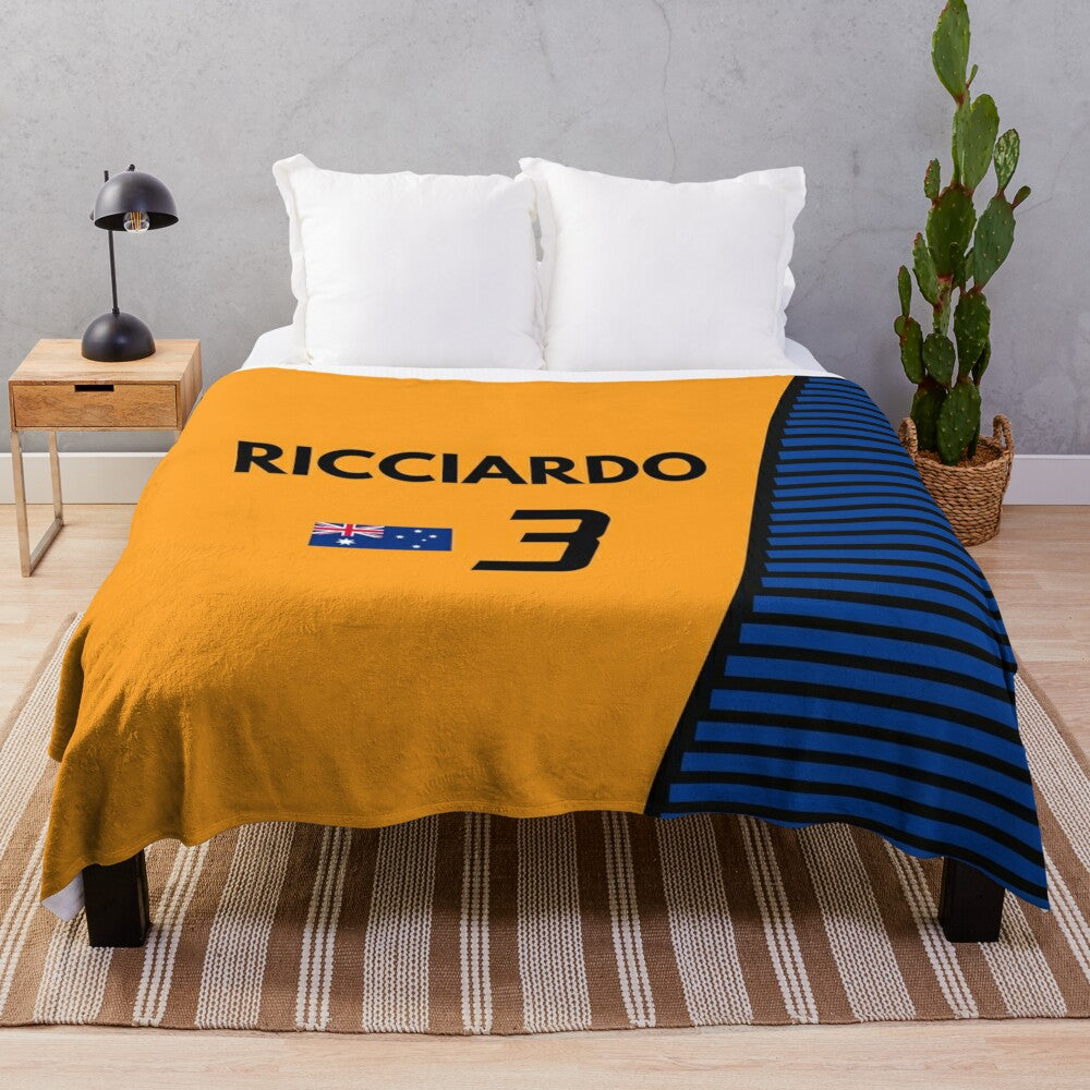 Daniel Ricciardo inspired plush blanket for F1 racing fans