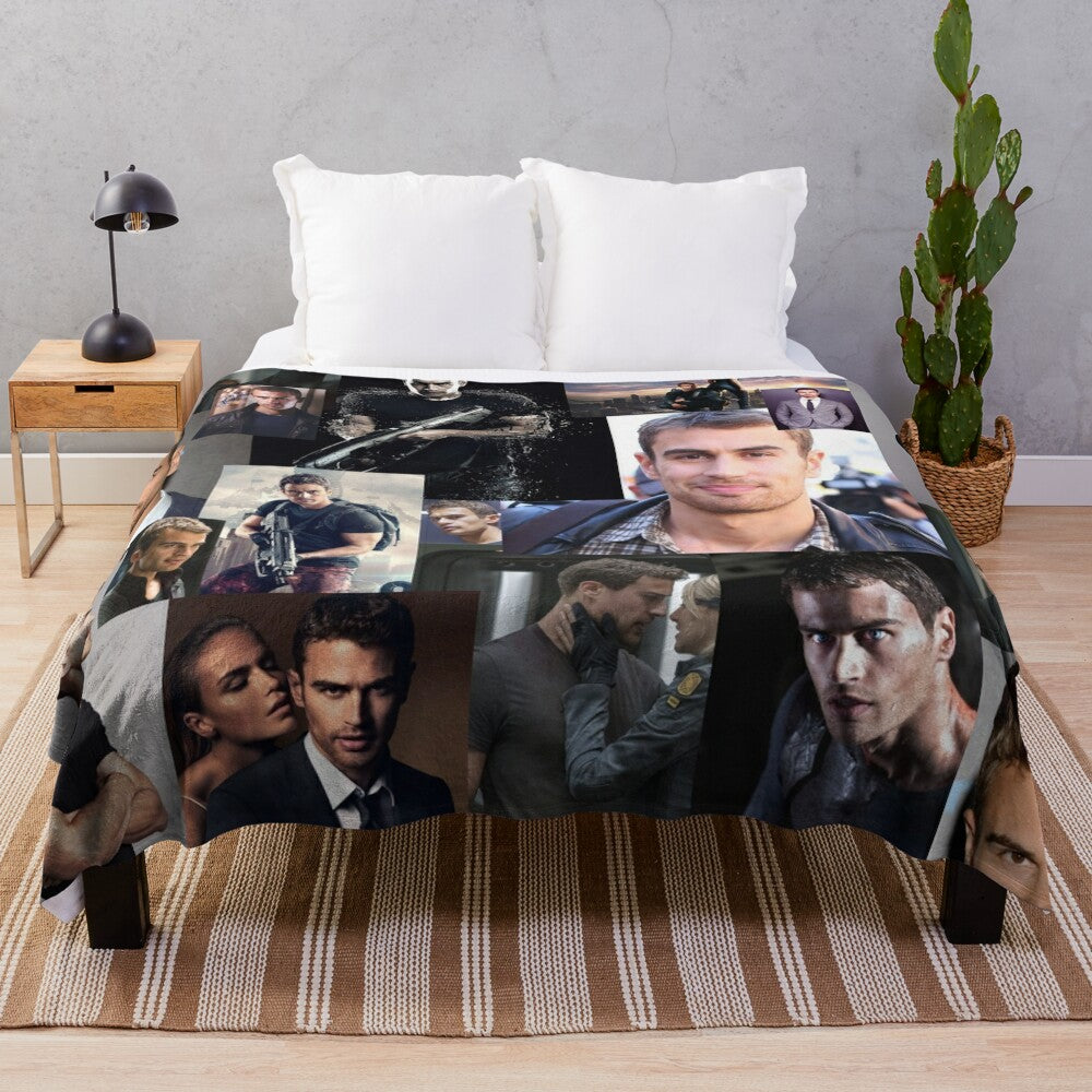 Theo James Photo Collage Art Plush Blanket