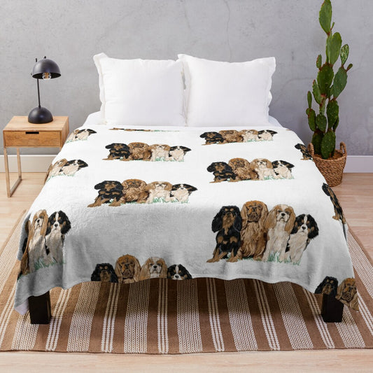 Plush blanket featuring the beautiful Cavalier King Charles Spaniel breed