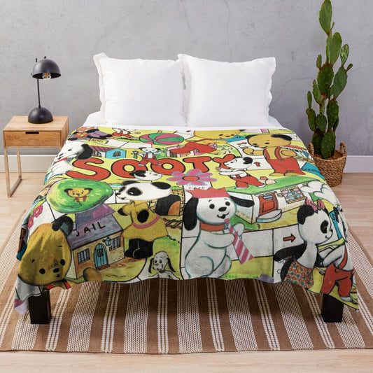 Plush blanket with Soot and Sweep cartoon characters