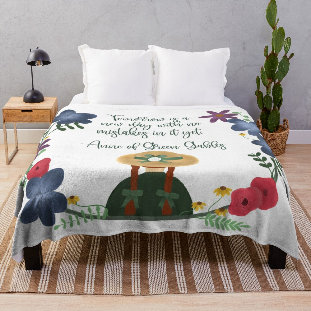 Anne of Green Gables inspired plush blanket with floral design