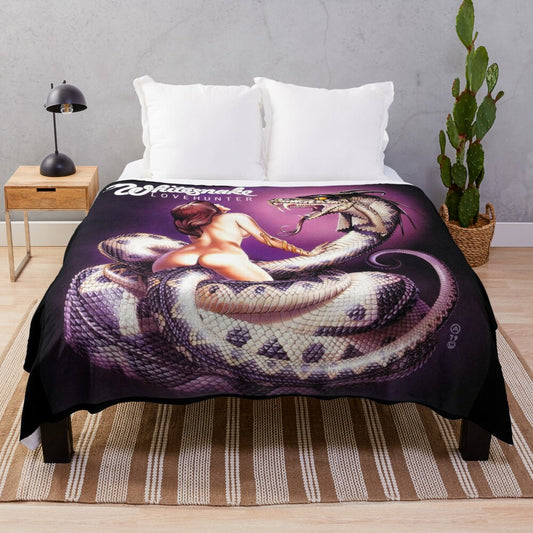 Whitesnake inspired plush blanket featuring the Lovehunter album art design