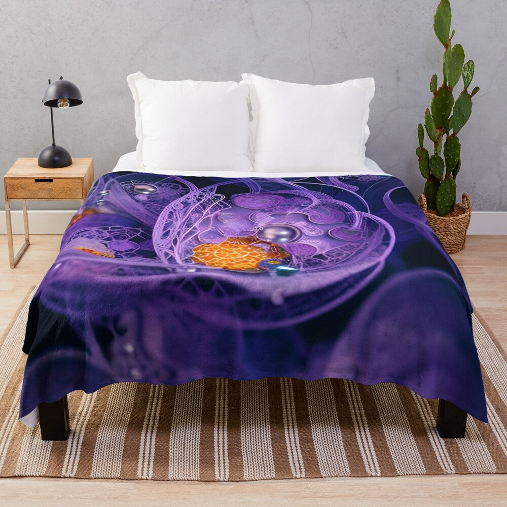 Violet lace floral plush blanket