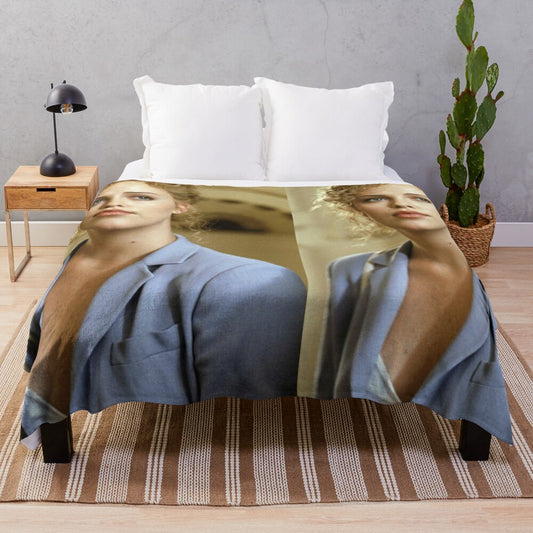 Charlize Theron inspired plush blanket with a vintage Hollywood actress design