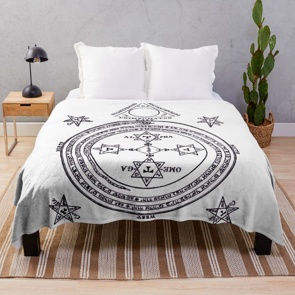 Solomon Circle Goetia inspired black and white plush blanket