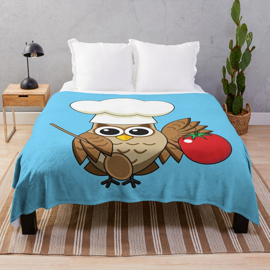 Cute cartoon cooking owl plush blanket