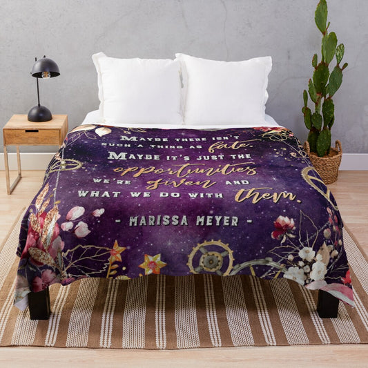 Galactic Floral Plush Blanket with Watercolor Design