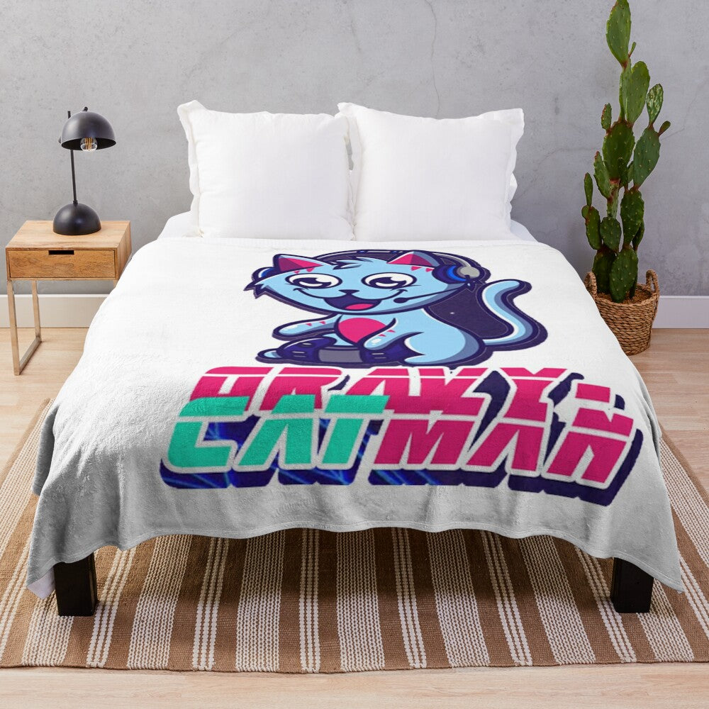 GravyCatMan Plush Blanket with Cute Anime-Inspired Design