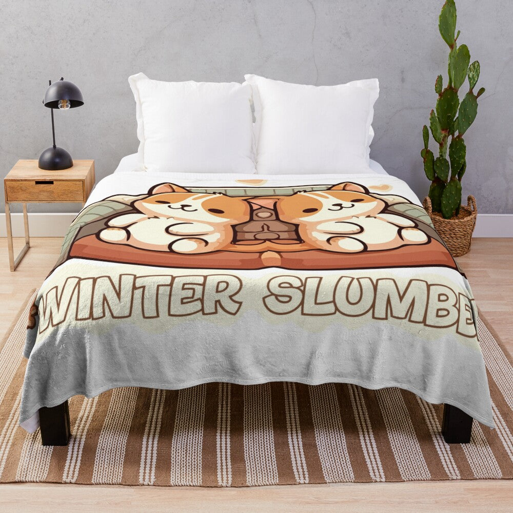 Soft and plush blanket with a cute cat design for a cozy winter sleep