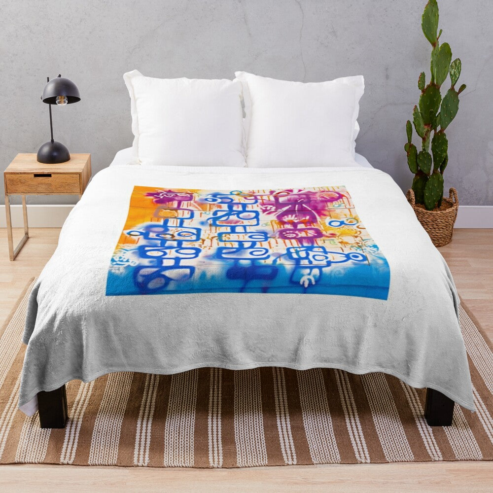 Mandala design plush blanket with abstract acrylic pattern