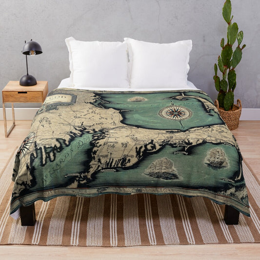 Vintage map of Cape Cod and Barnstable County, Massachusetts printed on a plush blanket