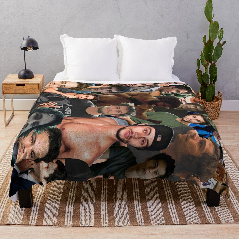 Dylan O'Brien photo collage printed on a soft, plush blanket