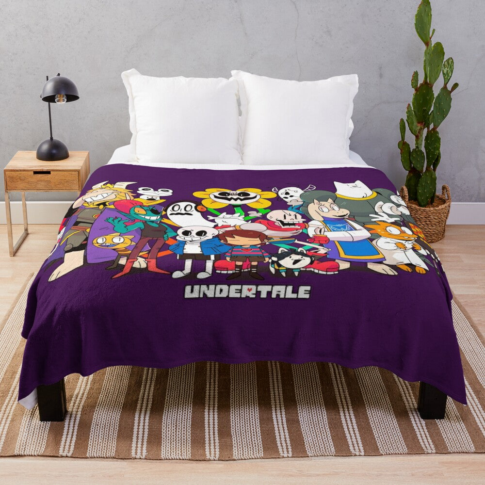 Undertale Plush Blanket featuring game characters