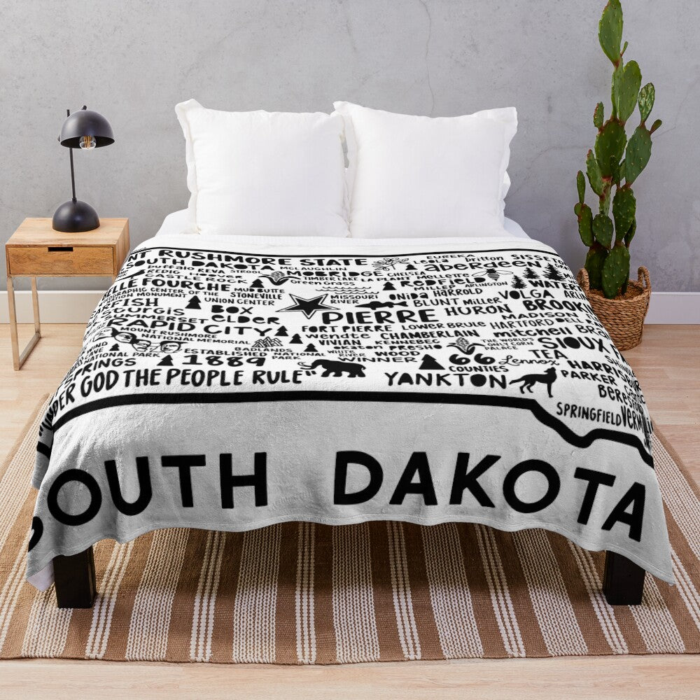 South Dakota map design plush blanket