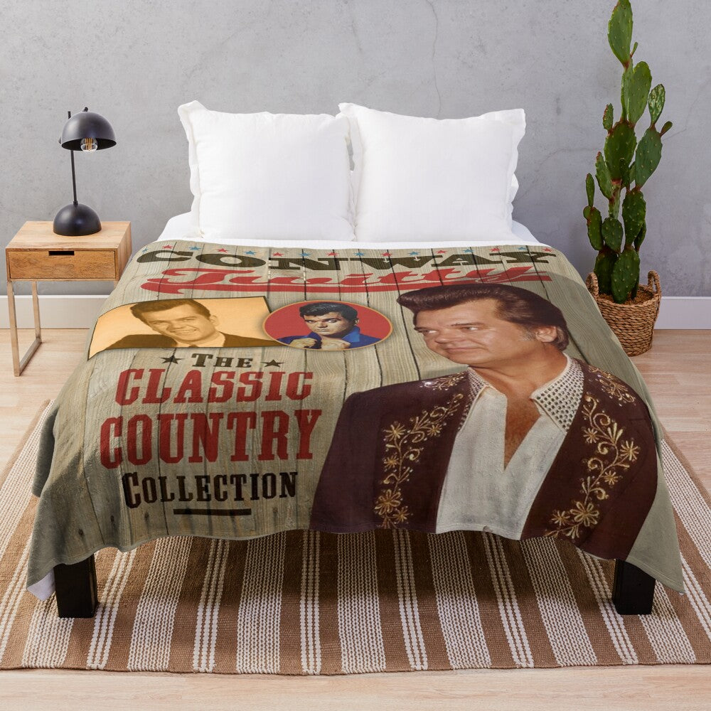 Conway Twitty plush blanket featuring classic country music design