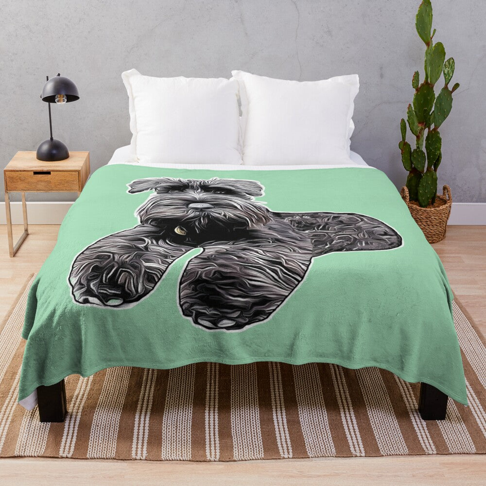 Cozy mini black schnauzer portrait plush blanket