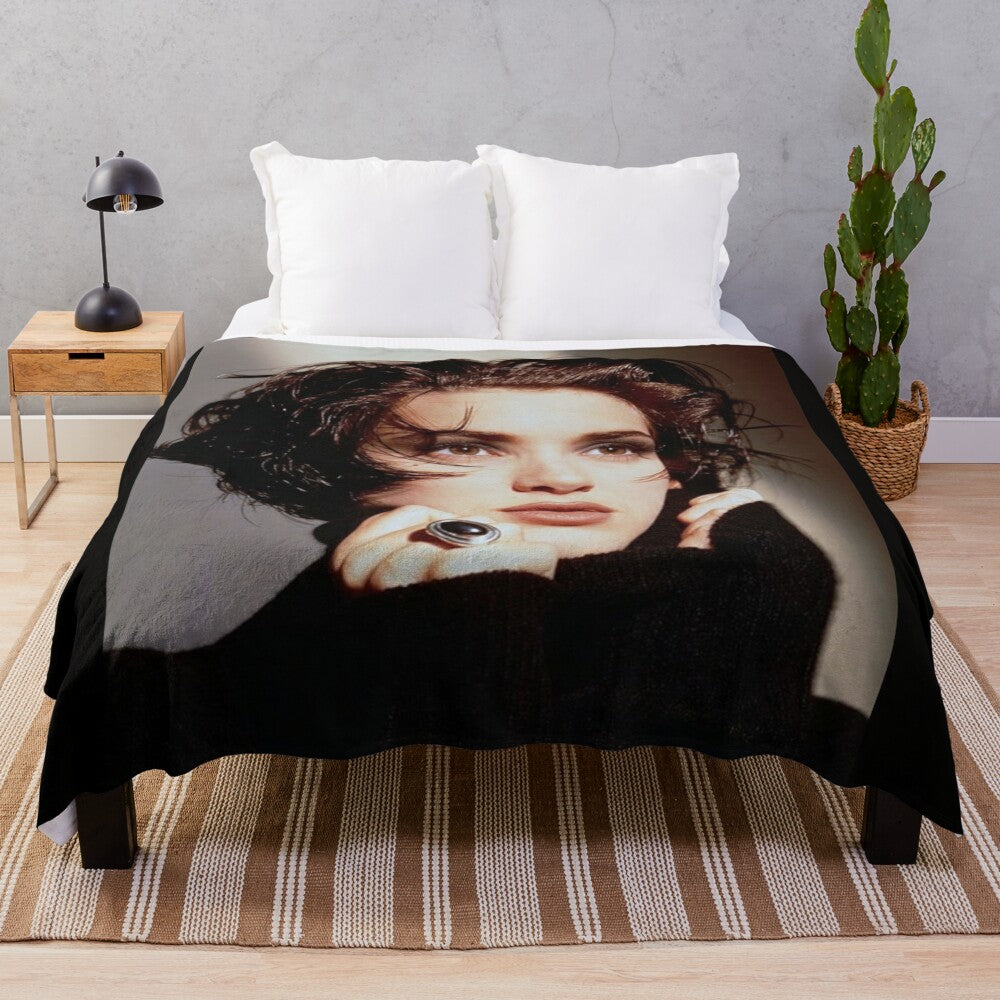 Winona Ryder inspired plush blanket with album artwork design