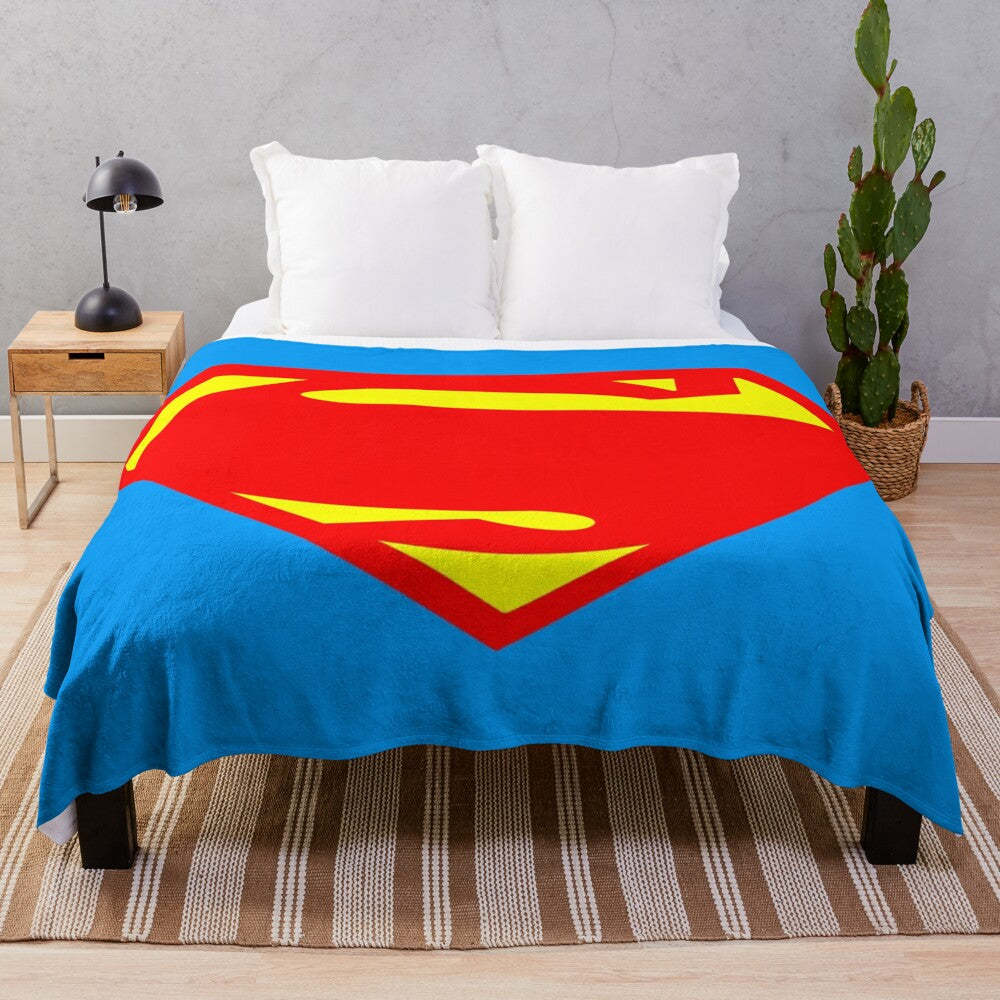 Original superhero-themed plush blanket with retro comic book art