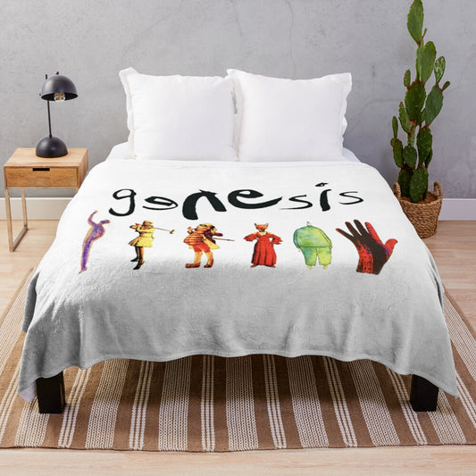 Genesis-inspired plush blanket featuring vintage album cover art