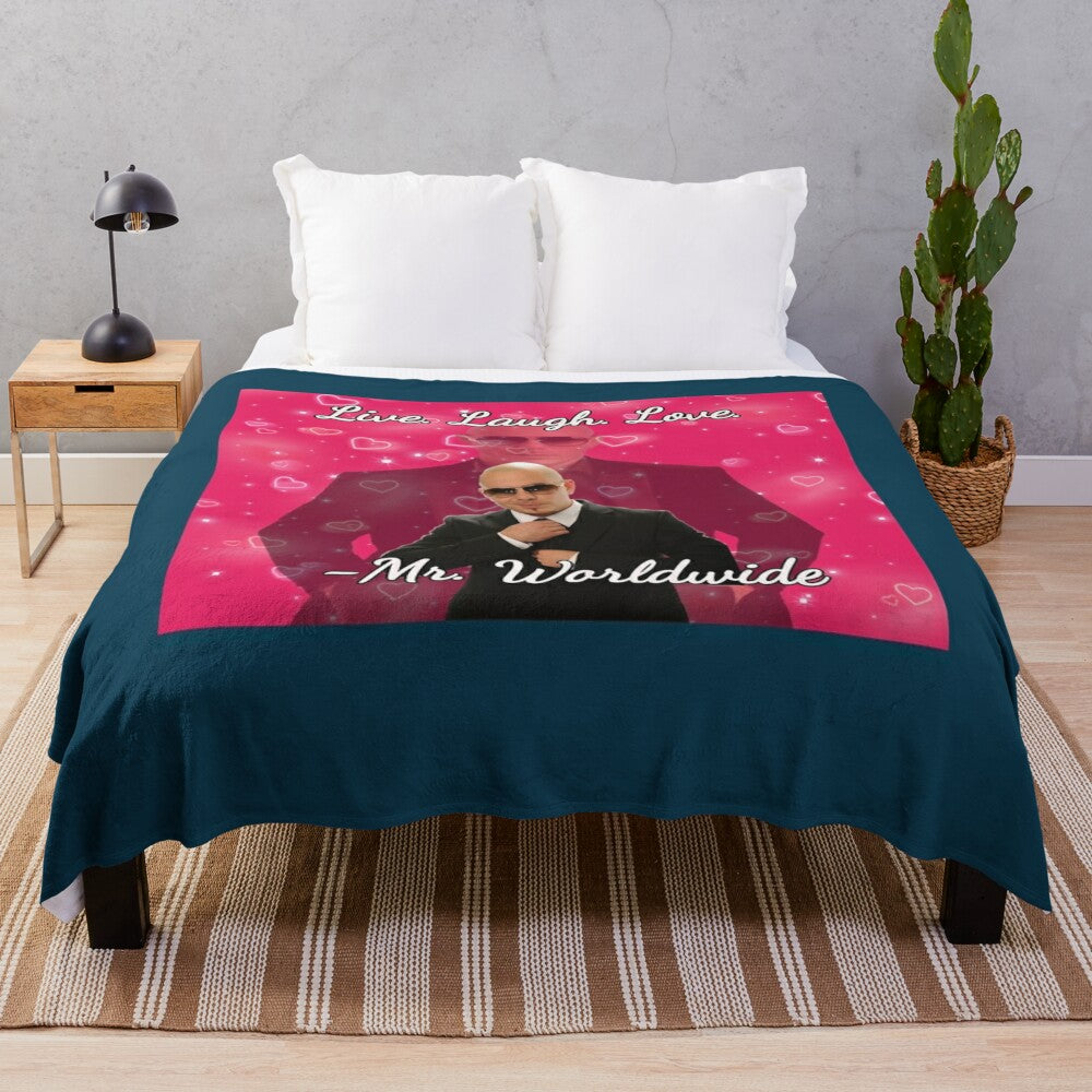 Plush blanket featuring a Pitbull-inspired quote design