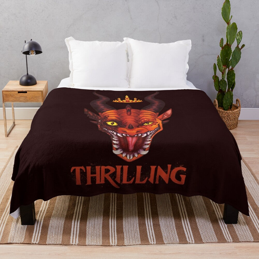 Thrilling dragon plush blanket with Scarlet two-face design