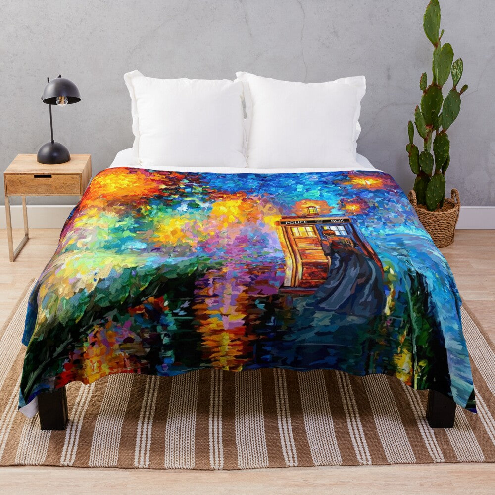 Whimsical celestial-themed plush blanket with a dreamlike design