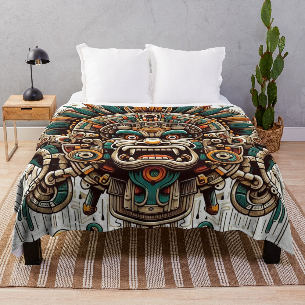 Mayan gods plush blanket with ancient cultural motifs