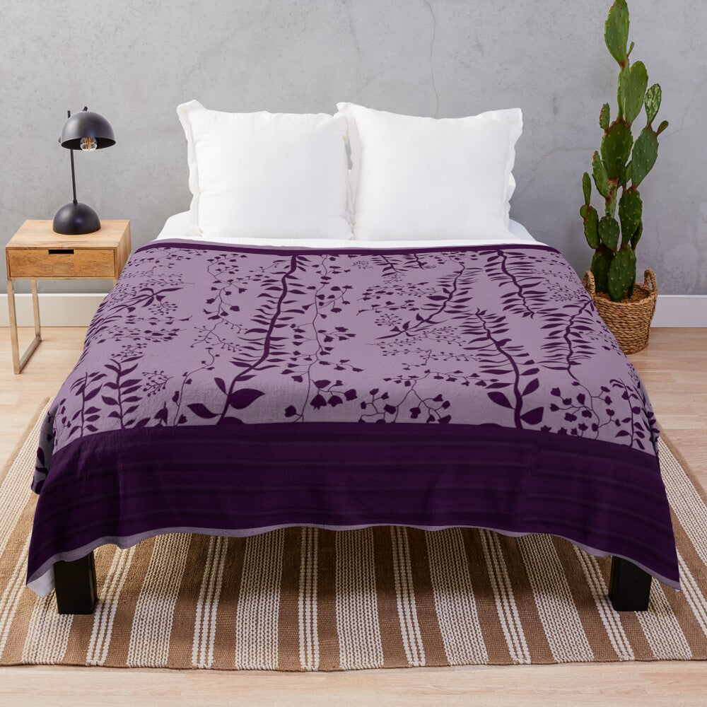 Twilight-inspired plush blanket featuring a lavender and purple floral design based on Bella Swan's character