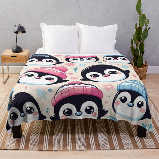 Cozy and adorable penguin plush blanket for a winter wonderland