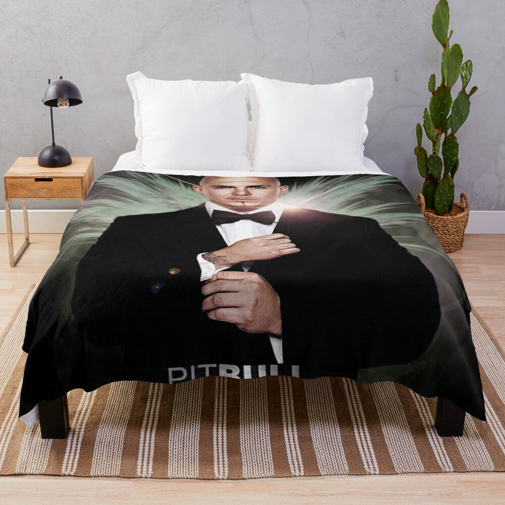 Pitbull Mr. Worldwide Plush Blanket