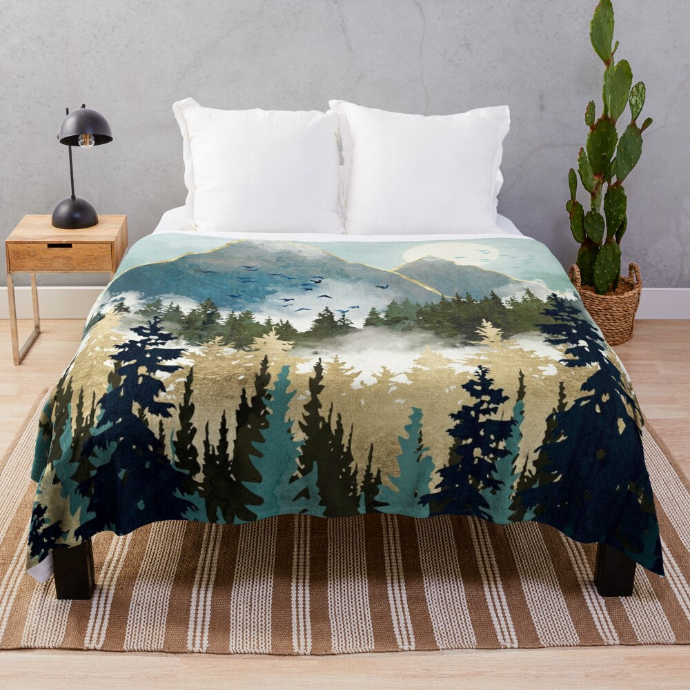 Misty Pines Plush Blanket with nature-inspired design