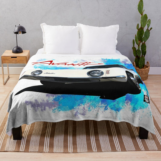 Avanti by Studebaker plush blanket featuring a classic car design