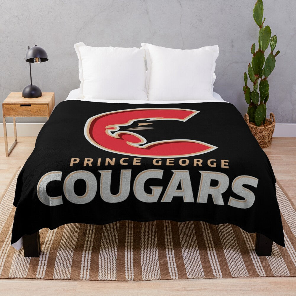 Prince George Cougars inspired plush blanket