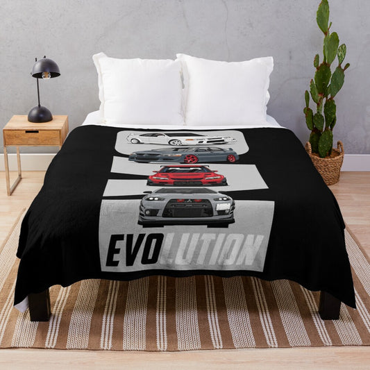 Vintage-Inspired Mitsubishi Lancer Evo Plush Blanket